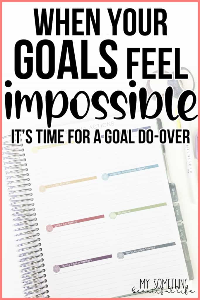 Picture of planner with text "When Your Goals Feel Impossible"