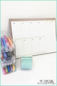 pens and desk calendar