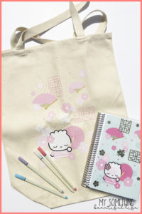 tote bag, planner and markers