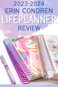 image of two erin condren coiled lifeplanners and a pen